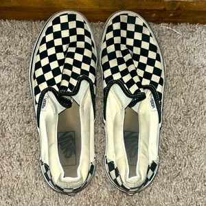 Checkered white and black vans